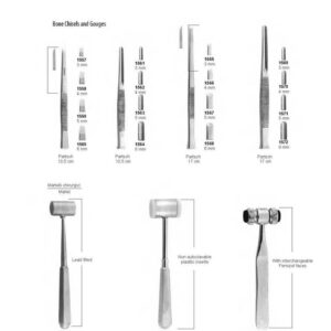 D066 Periodontia instruments bone chiseld gouges partsch mead mallet
