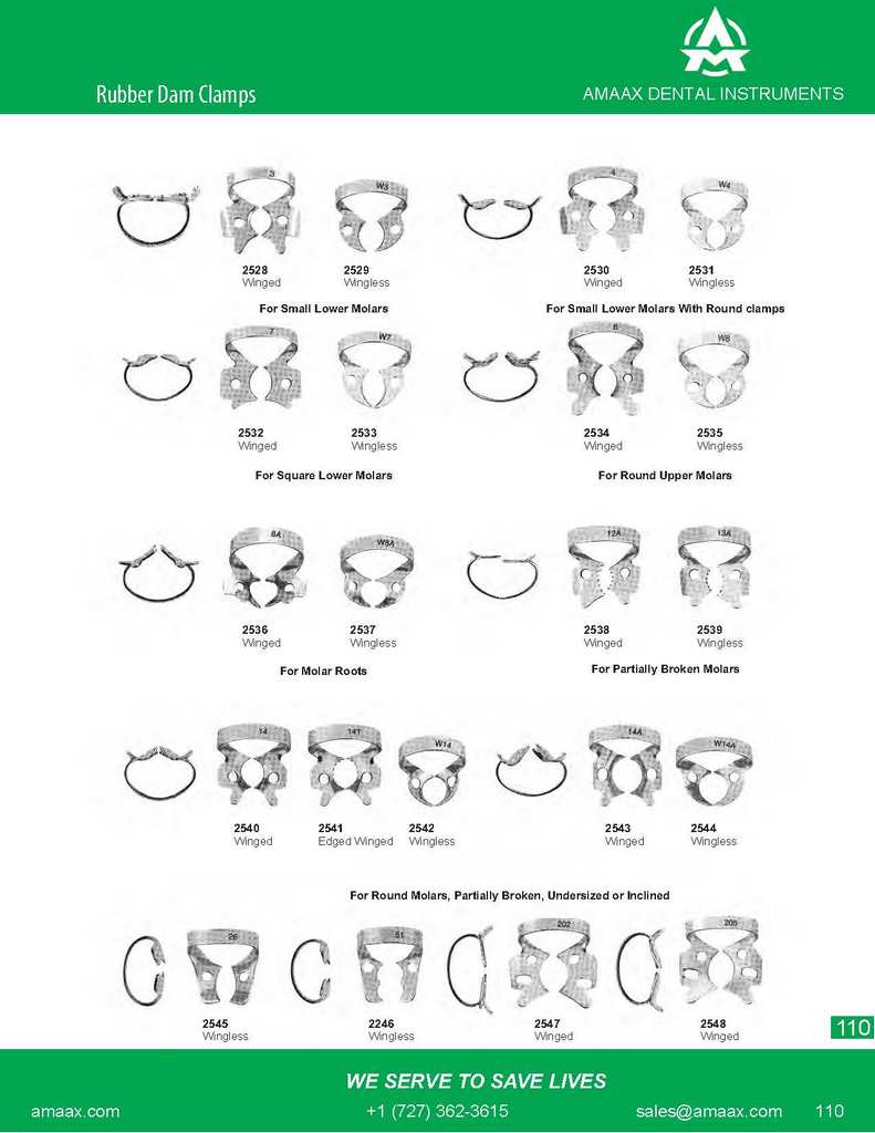 D110 Rubber dam clamps for lower molars molar roots
