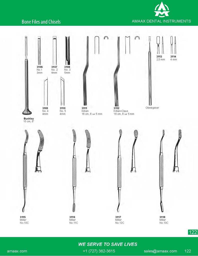 D122 Bone files and chisels buckley killian claus obwegeser miller