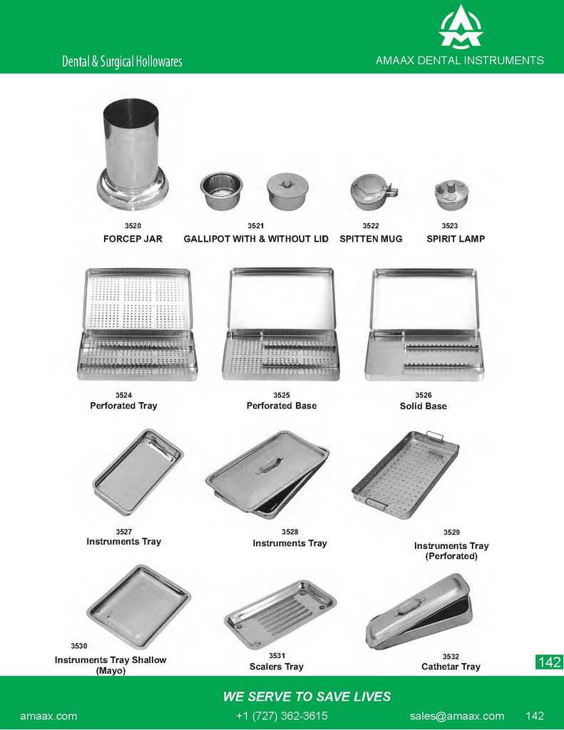 D142 Dental and surgical hollow wares forcep jar gallipot sptten mug spirit lamp instrument tray