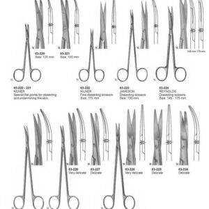 G033 Dissecting Scissors Kilner Jameson Reynolds De Bakey Toennis Adson Tonnis