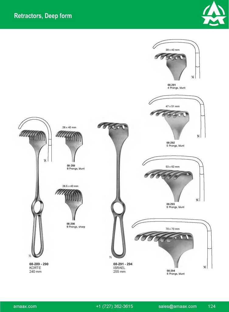 G124 Retractors Deep Form Korte Israel