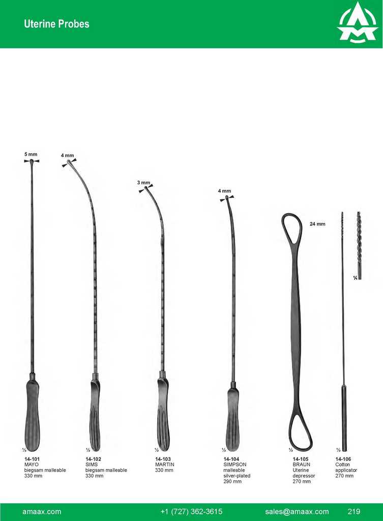 G219 Uterine Probes Mayo Sims Martin Simpson Braun Cotton